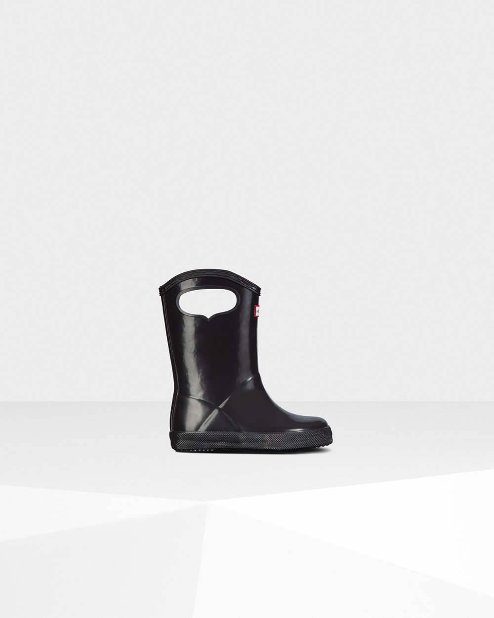 Hunter Original First Classic Grab Handle Gloss Rain Boots - Outlet Kids Black - PWFRMD931